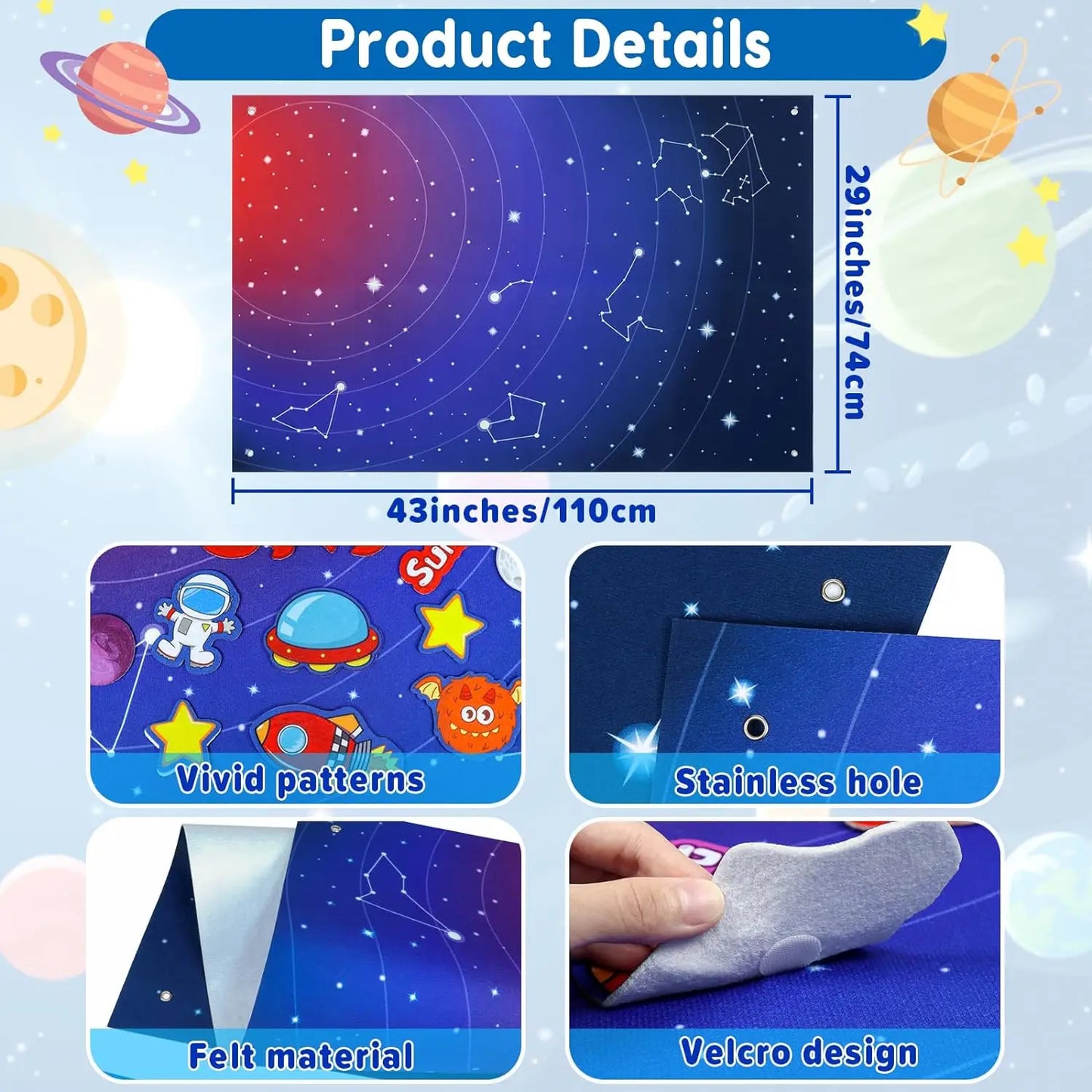 Tablero Montessori juguetes para preescolar, sirve para contar historias, actividades de aprendizaje, juguetes de mesa, espacio exterior, cognición científica, decoraciones para fiestas.