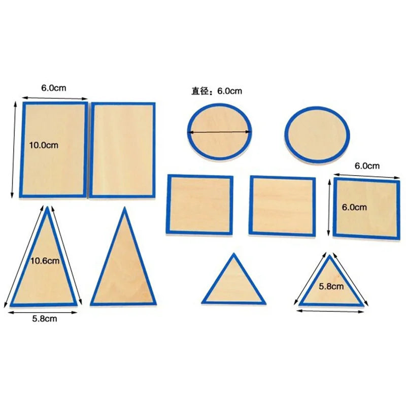 Juguete Montessori figuras geométricas 2D- 3D Sólidos con bases y caja Educación infantil temprana.