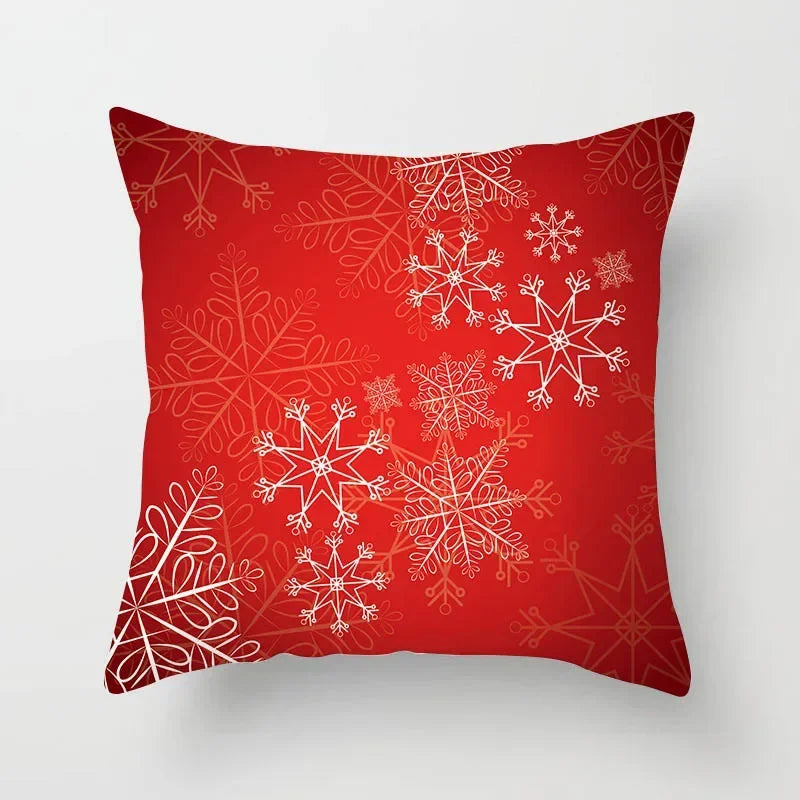 Fundas de almohadas decorativas navideñas con bonito dibujo de viejito pascuero y alce.