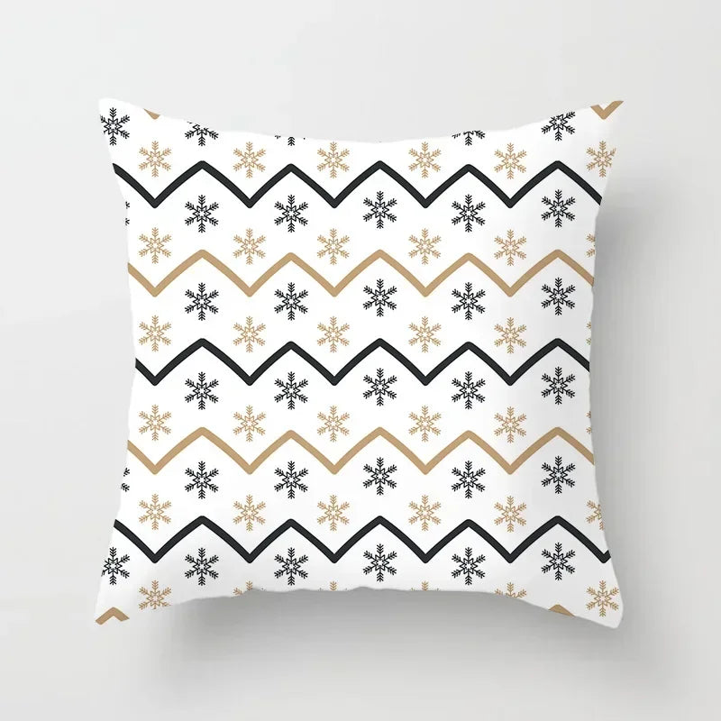 Fundas de almohadas decorativas navideñas con bonito dibujo de viejito pascuero y alce.