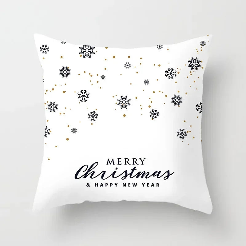 Fundas de almohadas decorativas navideñas con bonito dibujo de viejito pascuero y alce.