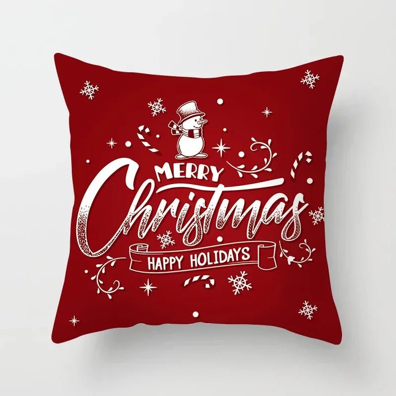 Fundas de almohadas decorativas navideñas con bonito dibujo de viejito pascuero y alce.