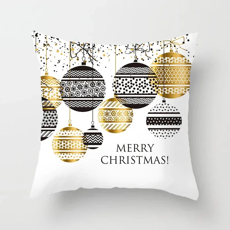 Fundas de almohadas decorativas navideñas con bonito dibujo de viejito pascuero y alce.