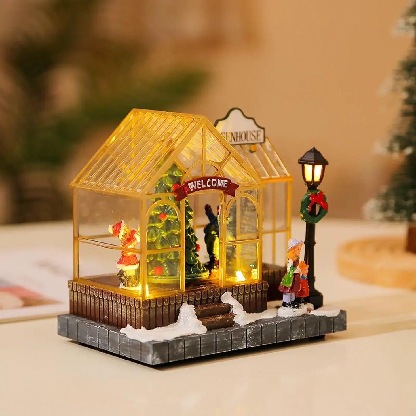Casa decorativa de navidad con luces led.