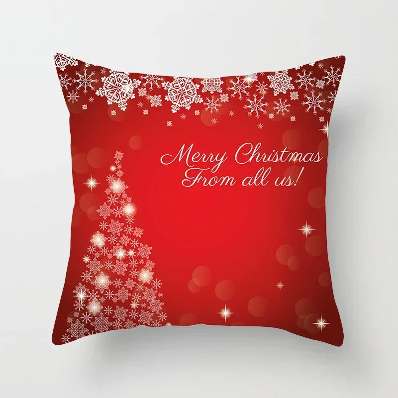 Fundas de almohadas decorativas navideñas con bonito dibujo de viejito pascuero y alce.