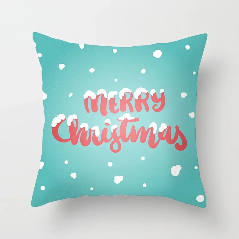 Fundas de almohadas decorativas navideñas con bonito dibujo de viejito pascuero y alce.