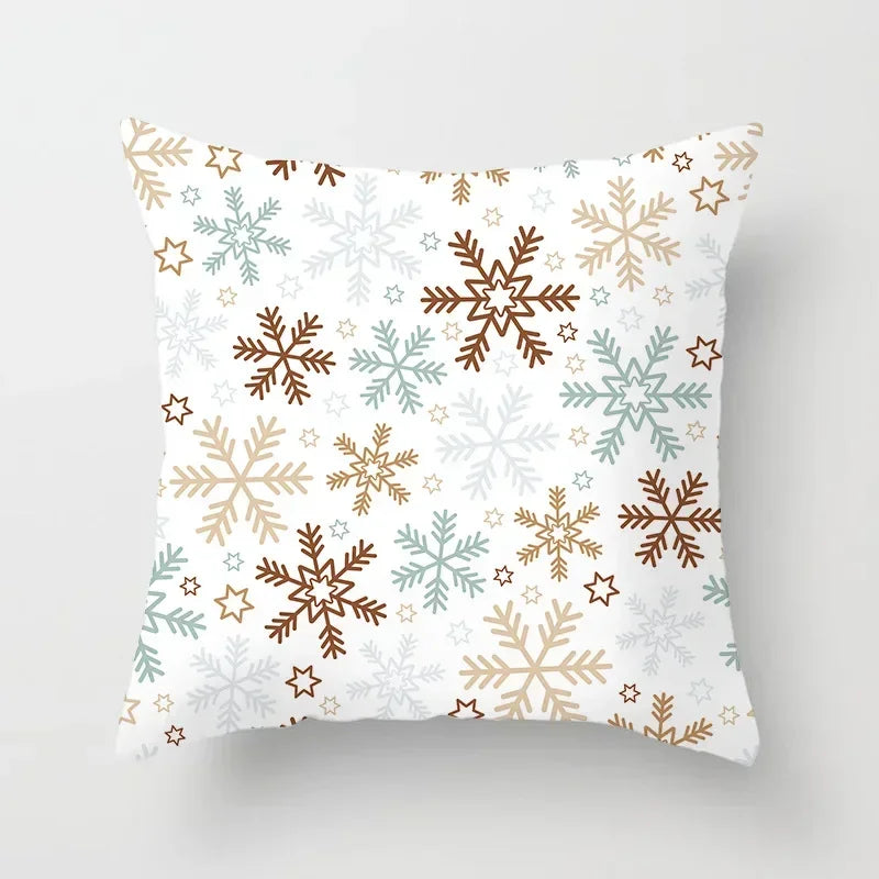 Fundas de almohadas decorativas navideñas con bonito dibujo de viejito pascuero y alce.