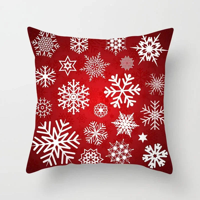 Fundas de almohadas decorativas navideñas con bonito dibujo de viejito pascuero y alce.