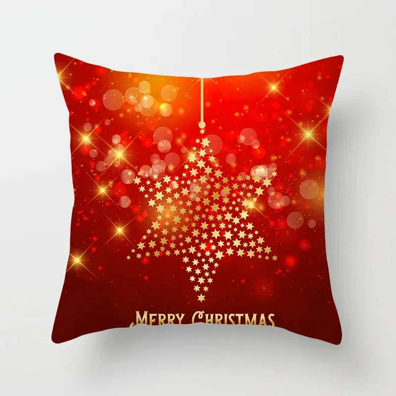 Fundas de almohadas decorativas navideñas con bonito dibujo de viejito pascuero y alce.