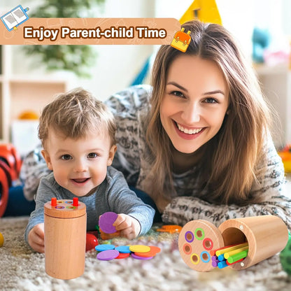 Juguetes Montessori de madera 3 en 1 para niños o niñas, taza para clasificar colores, juego de formas, rompecabezas de conteo y motricidad fina.