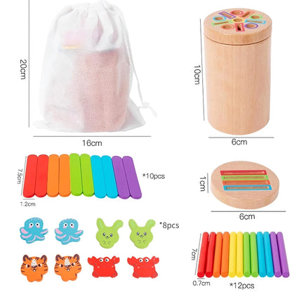 Juguetes Montessori de madera 3 en 1 para niños o niñas, taza para clasificar colores, juego de formas, rompecabezas de conteo y motricidad fina.
