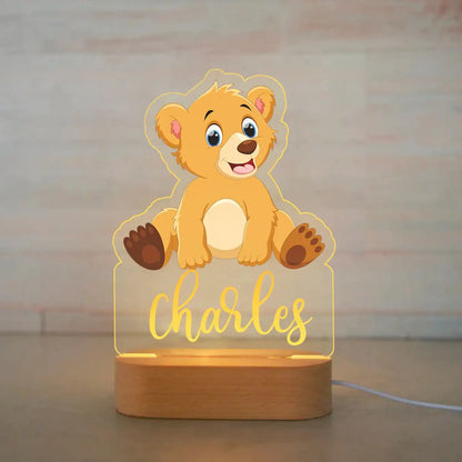 Lámpara de noche de animales personalizada para niños o niñas, lámpara acrílica para decoración de dormitorio,