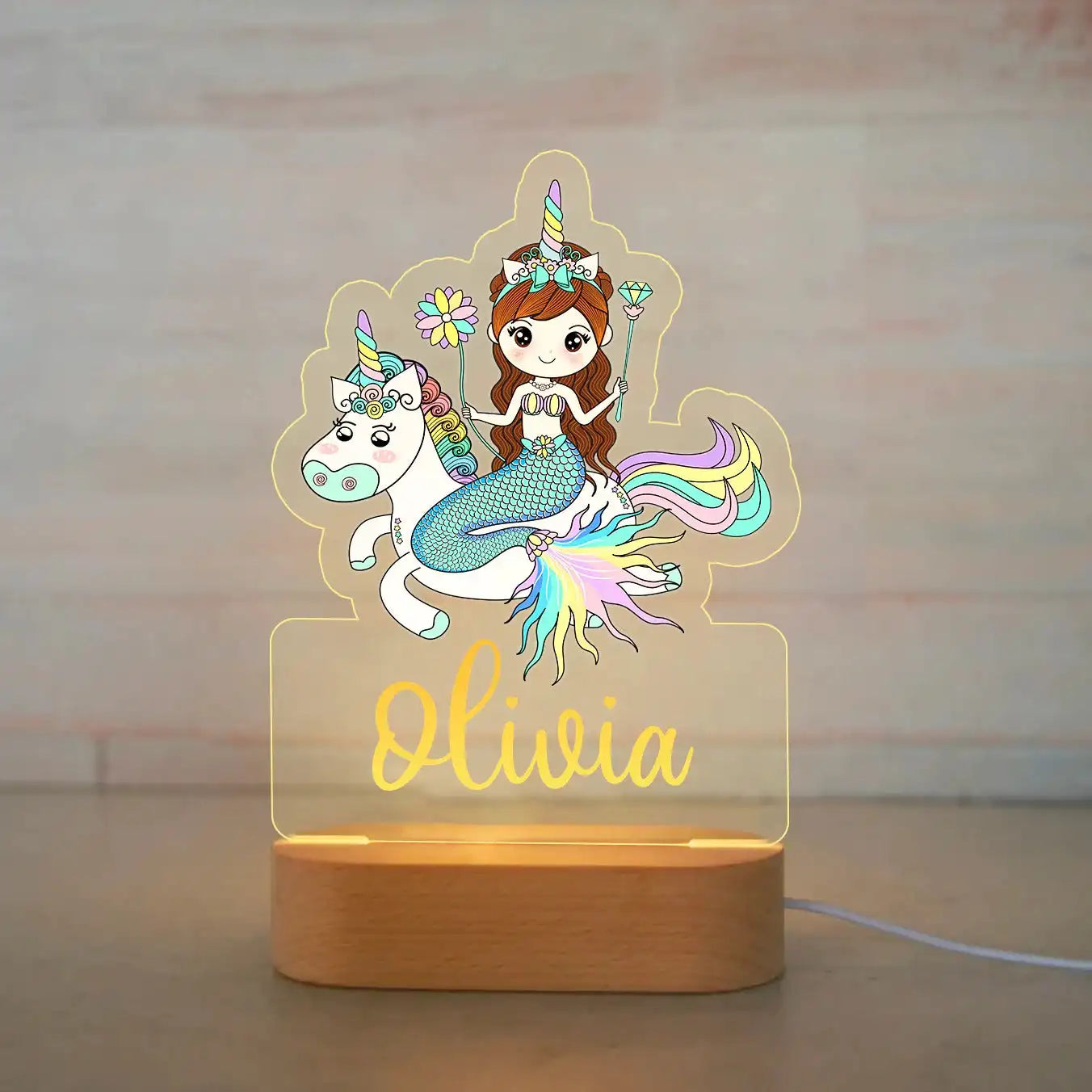 Lámpara de noche de animales personalizada para niños o niñas, lámpara acrílica para decoración de dormitorio,