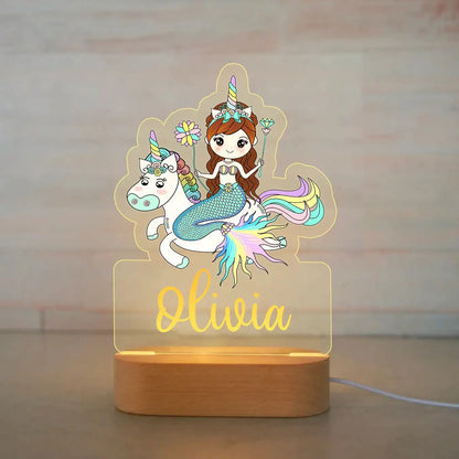Lámpara de noche de animales personalizada para niños o niñas, lámpara acrílica para decoración de dormitorio,