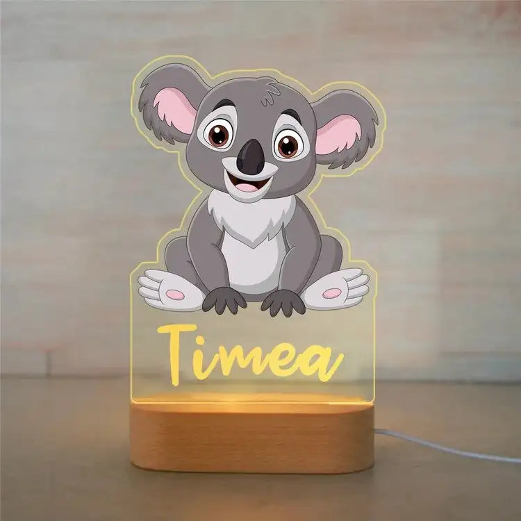 Lámpara de noche de animales personalizada para niños o niñas, lámpara acrílica para decoración de dormitorio,
