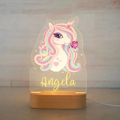 Lámpara de noche de animales personalizada para niños o niñas, lámpara acrílica para decoración de dormitorio,