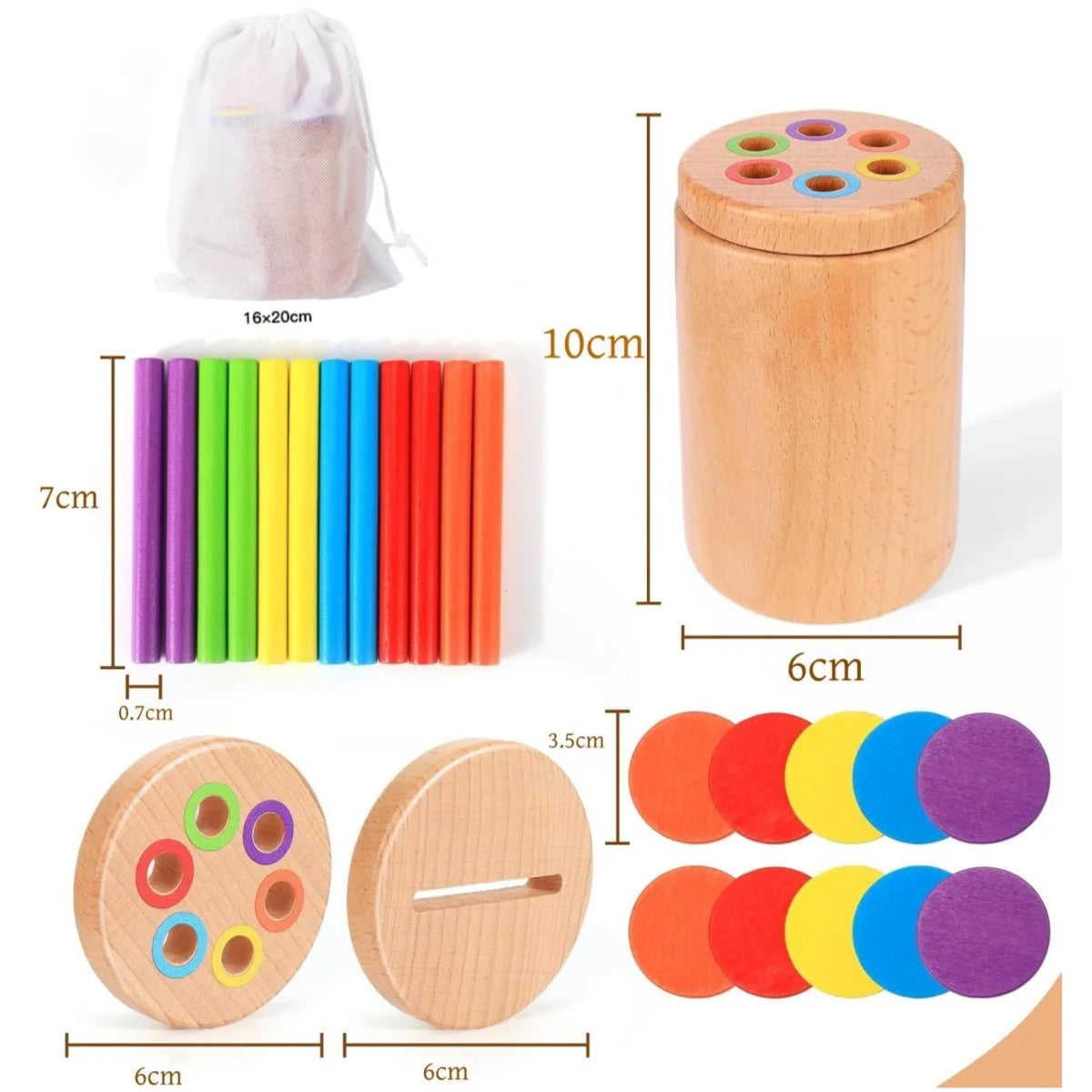 Juguetes Montessori de madera 3 en 1 para niños o niñas, taza para clasificar colores, juego de formas, rompecabezas de conteo y motricidad fina.