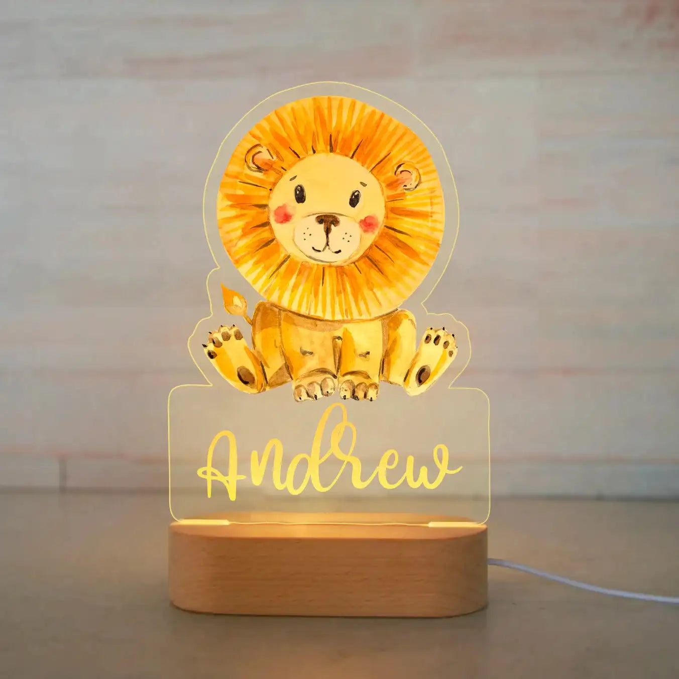 Lámpara de noche de animales personalizada para niños o niñas, lámpara acrílica para decoración de dormitorio,