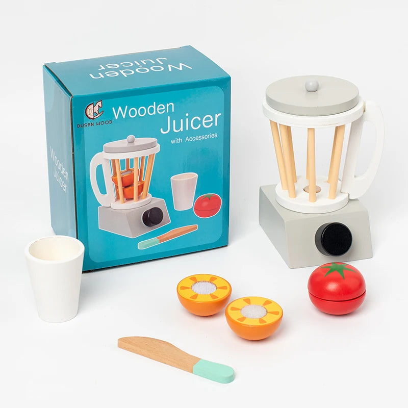 Juguete cocina de madera, máquina de café de madera, tostadora, batidora de alimentos, aprendizaje temprano, juego de rol.
