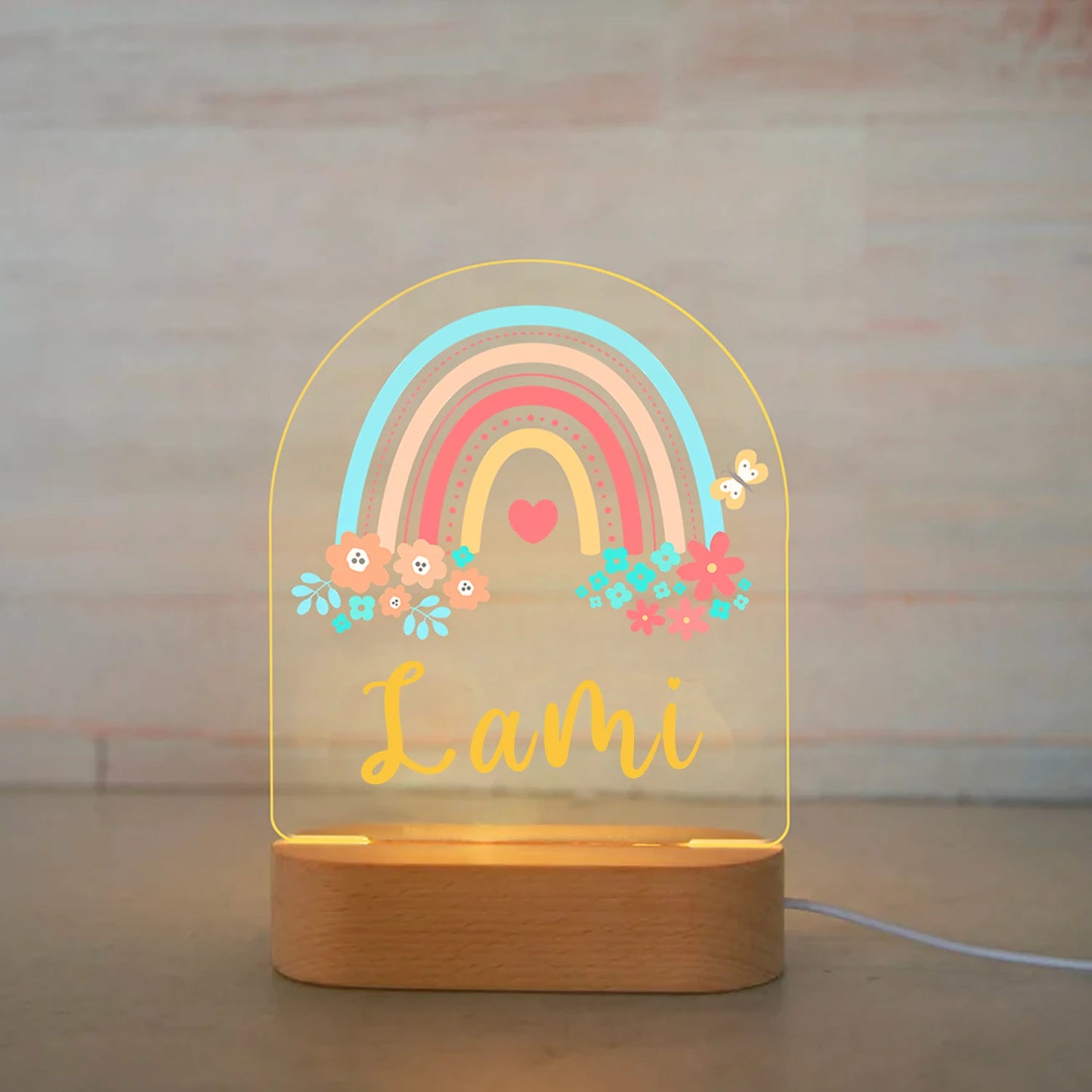 Lámpara de noche de animales personalizada para niños o niñas, lámpara acrílica para decoración de dormitorio,