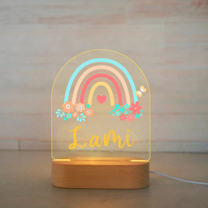 Lámpara de noche de animales personalizada para niños o niñas, lámpara acrílica para decoración de dormitorio,