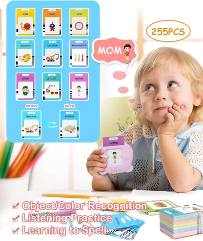 Máquina de aprendizaje, con tarjetas parlantes, audiolibro electrónico para niños y niñas,  idiomas inglés, alemán, español y francés.