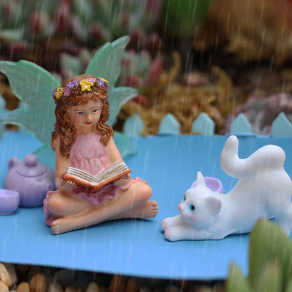 Juego de 6 estatuas de bonsái de resina con diseño de hadas de las flores luminosa, minijardín de cuento de hadas para exteriores, artesanías decorativas, accesorios para macetas