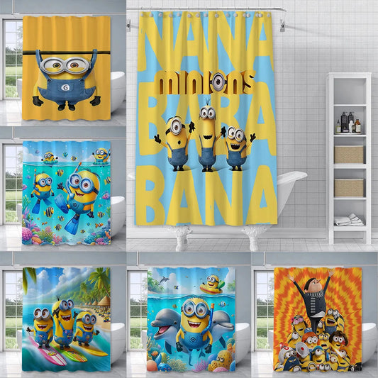 Cortina de ducha minions, decoración del hogar y baño, cortina con gancho, tela de poliéster impermeable