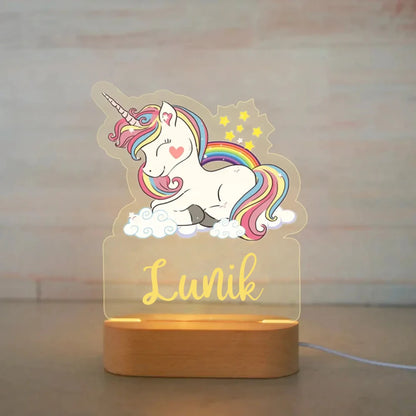 Lámpara de noche de animales personalizada para niños o niñas, lámpara acrílica para decoración de dormitorio,