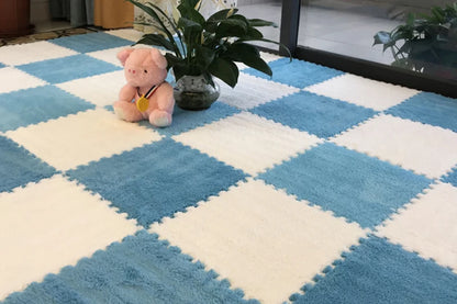 Alfombra de juego de felpa suave para niños, Alfombra de rompecabezas de espuma Eva para bebés, mantiene el calor, 30x30x1CM