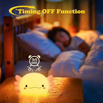 Linda luz nocturna de ajolote para dormitorio de niños