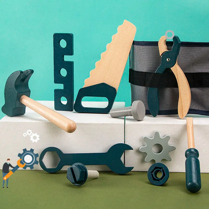 Juego de simulación de herramientas, juego de simulación de madera, juego de riñonera de reparador.