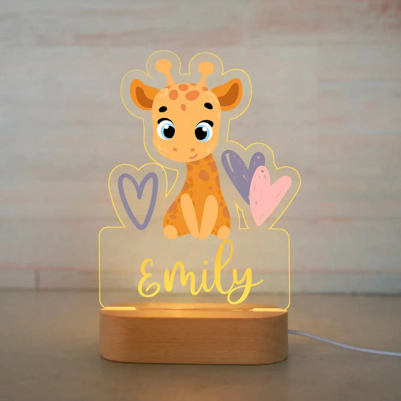 Lámpara de noche de animales personalizada para niños o niñas, lámpara acrílica para decoración de dormitorio,