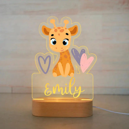 Lámpara de noche de animales personalizada para niños o niñas, lámpara acrílica para decoración de dormitorio,