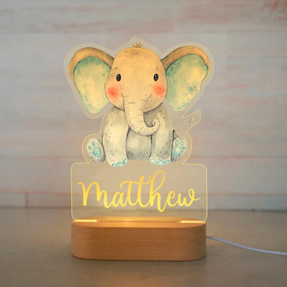 Lámpara de noche de animales personalizada para niños o niñas, lámpara acrílica para decoración de dormitorio,