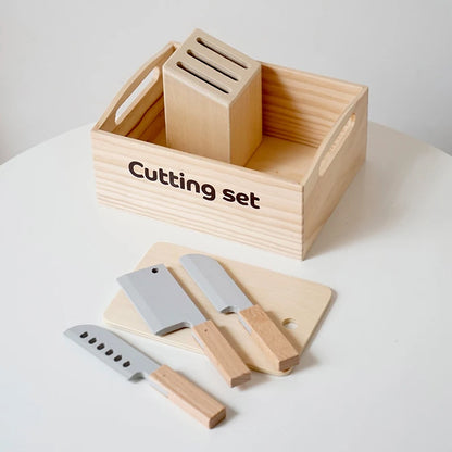 Juego de simulación de cocina, caja de madera, fruta cortada, galletas magnéticas, juego para niñas y niños.