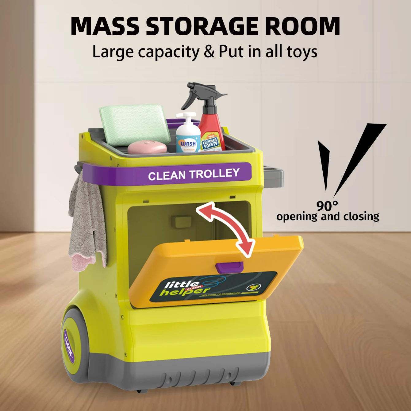 Juego de limpieza de casa de simulación, con carrito de aspiradora y cepillo para niños y niñas.