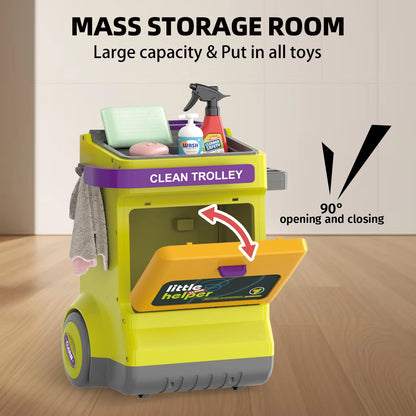 Juego de limpieza de casa de simulación, con carrito de aspiradora y cepillo para niños y niñas.