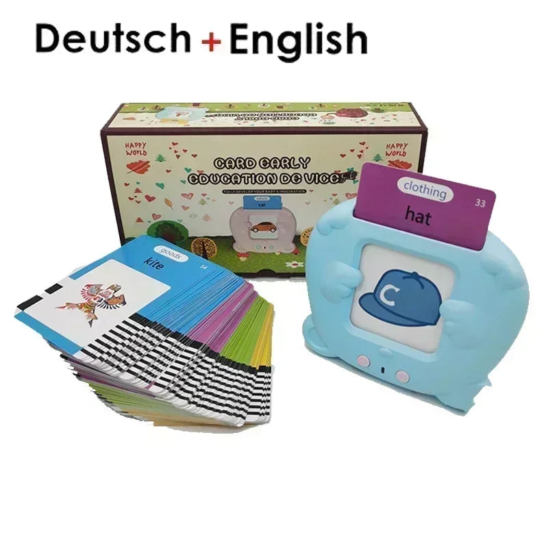 Máquina de aprendizaje, con tarjetas parlantes, audiolibro electrónico para niños y niñas,  idiomas inglés, alemán, español y francés.