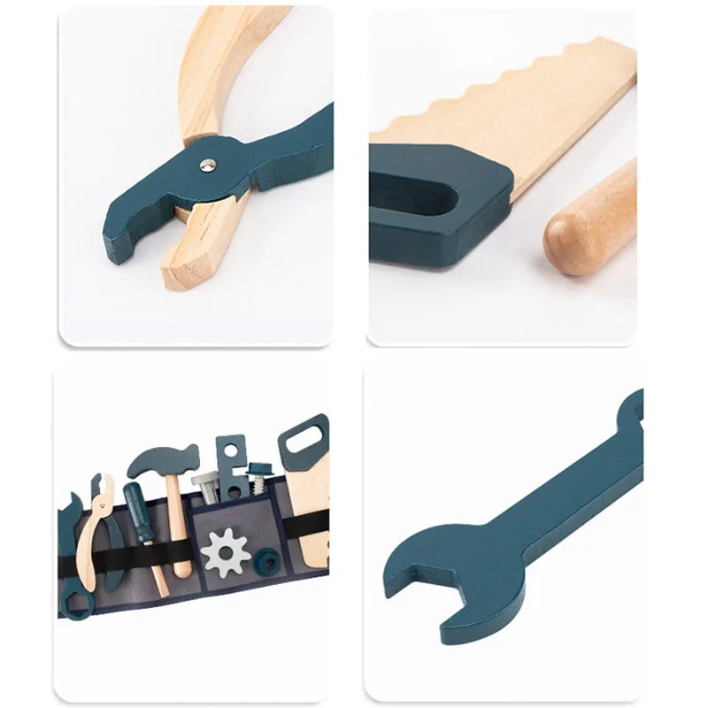 Juego de simulación de herramientas, juego de simulación de madera, juego de riñonera de reparador.
