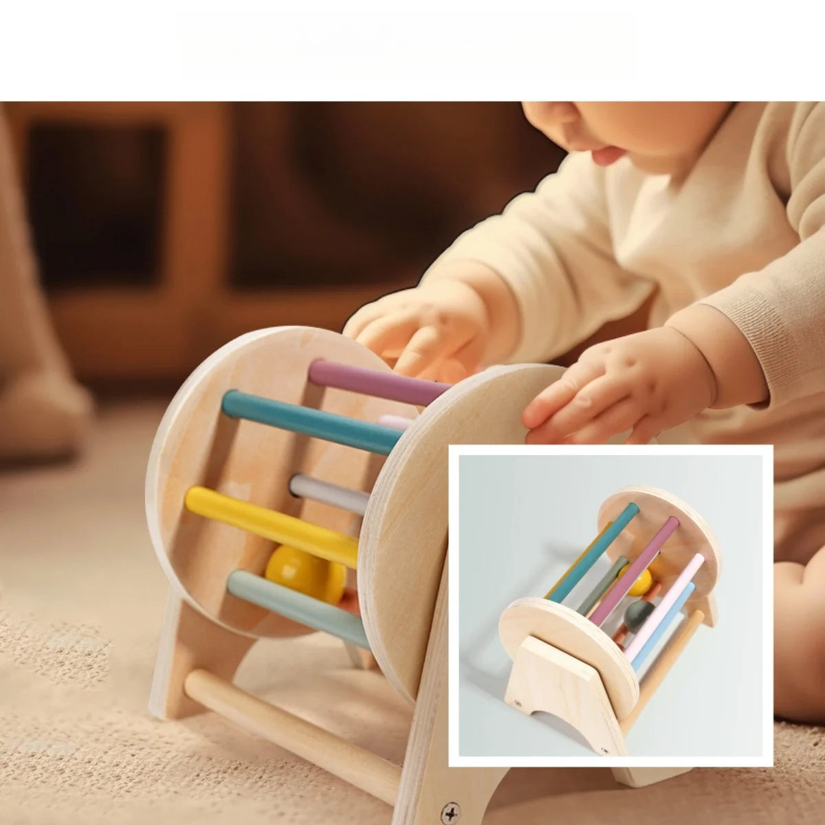 Instrumentos de sonido de madera, campana relajante, buen agarre, juguete apto para morder ,educación infantil.