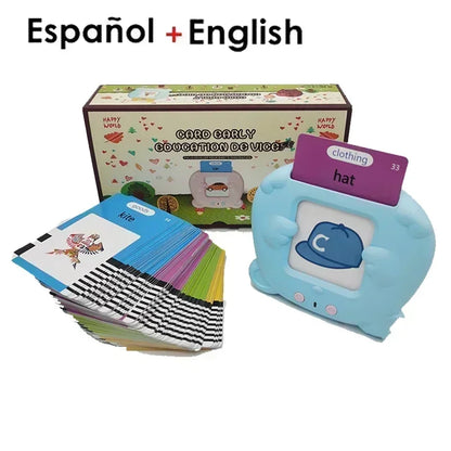 Máquina de aprendizaje, con tarjetas parlantes, audiolibro electrónico para niños y niñas,  idiomas inglés, alemán, español y francés.