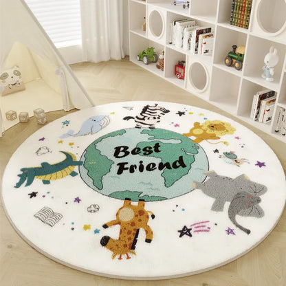 Alfombras de felpa de estilo nórdico con dibujos animados, para sala de estar, decoración para dormitorio infantil.