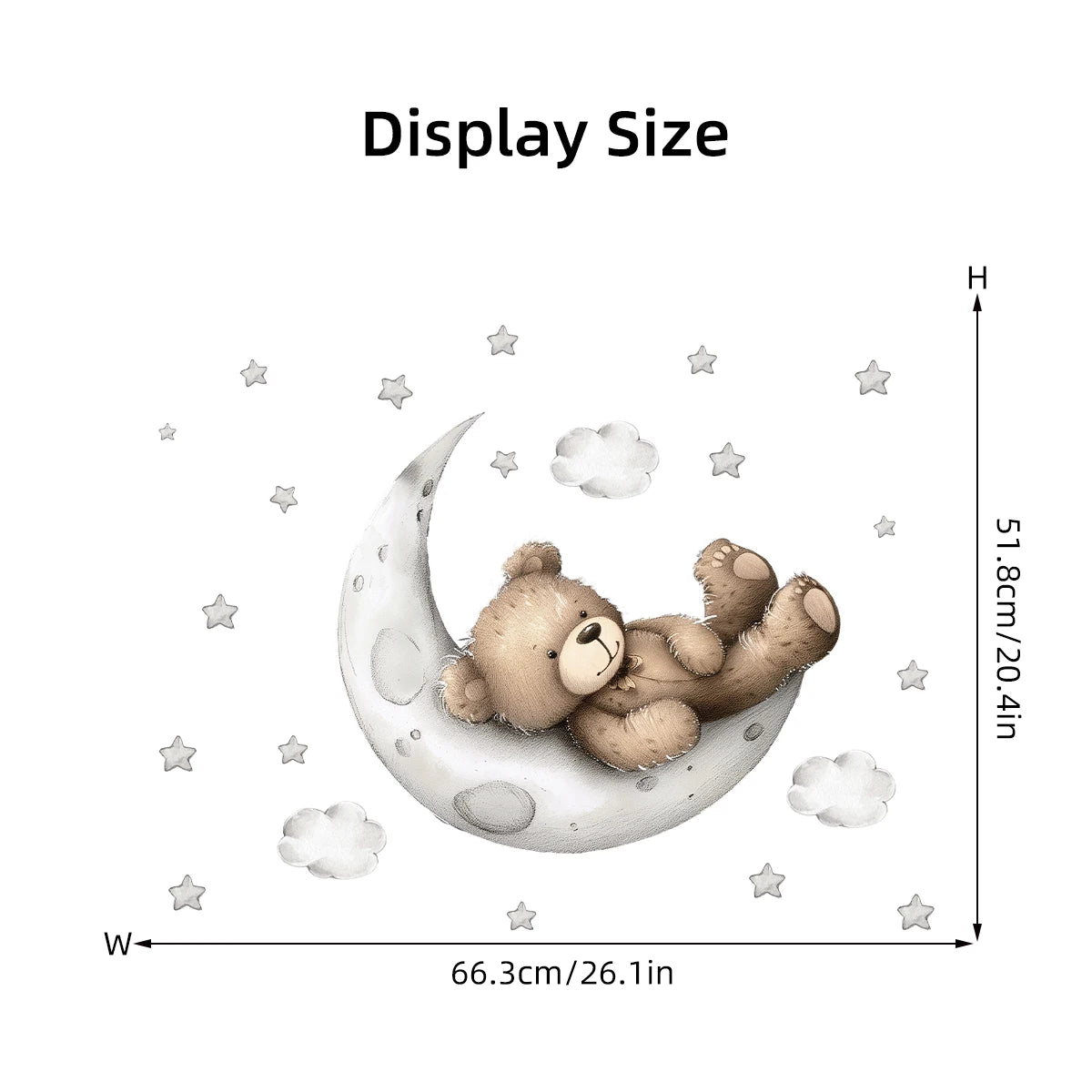 Pegatinas de pared con diseño de oso dormido, luna, estrella, para muebles, dormitorio, habitación infantil.