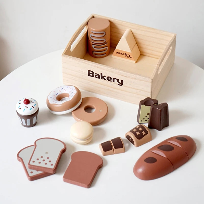Juego de simulación de cocina, caja de madera, fruta cortada, galletas magnéticas, juego para niñas y niños.