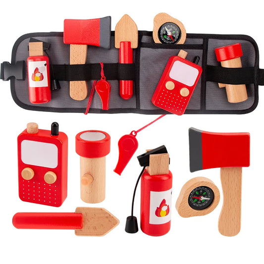 Juego de simulación de bomberos, de madera para niños y niñas, juego de rol, juguetes educativos a partir desde los 3 años