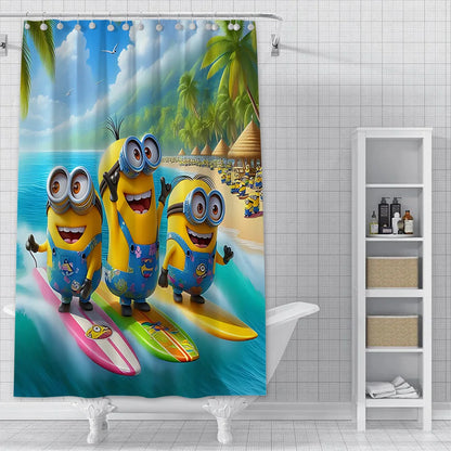 Cortina de ducha minions, decoración del hogar y baño, cortina con gancho, tela de poliéster impermeable