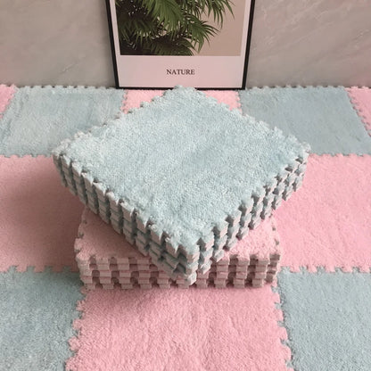 Alfombra de juego de felpa suave para niños, Alfombra de rompecabezas de espuma Eva para bebés, mantiene el calor, 30x30x1CM