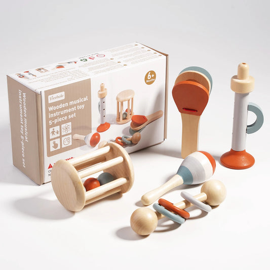 Instrumentos de sonido de madera, campana relajante, buen agarre, juguete apto para morder ,educación infantil.