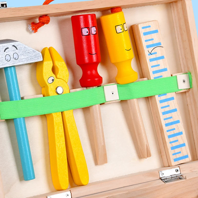 Juguetes educativos herramientas de carpintero, Montessori para niños y niñas, caja de herramientas de plástico o madera, juego de simulación, conjunto de tuercas y tornillos.
